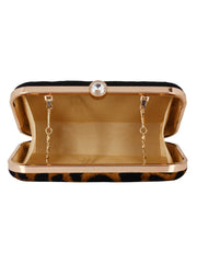 Feral Animal Print Velvet Fabric Clutch