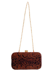 Feral Animal Print Velvet Fabric Clutch