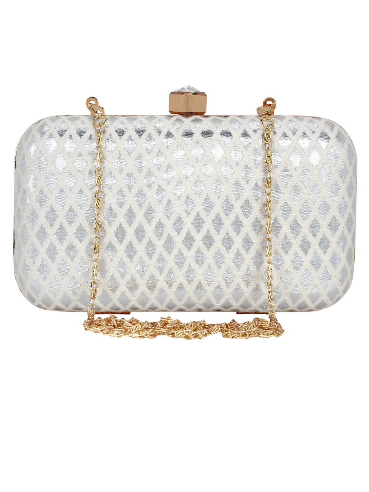 Tulle Raw Silk Diamond Print  Clutch