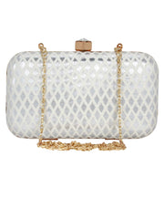 Tulle Raw Silk Diamond Print  Clutch