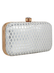 Tulle Raw Silk Diamond Print  Clutch