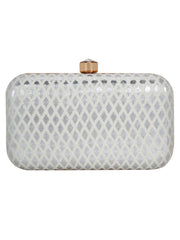 Tulle Raw Silk Diamond Print  Clutch