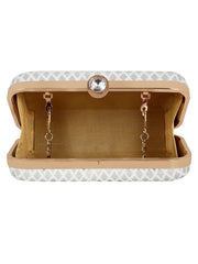 Tulle Raw Silk Diamond Print  Clutch