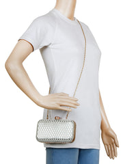 Tulle Raw Silk Diamond Print  Clutch