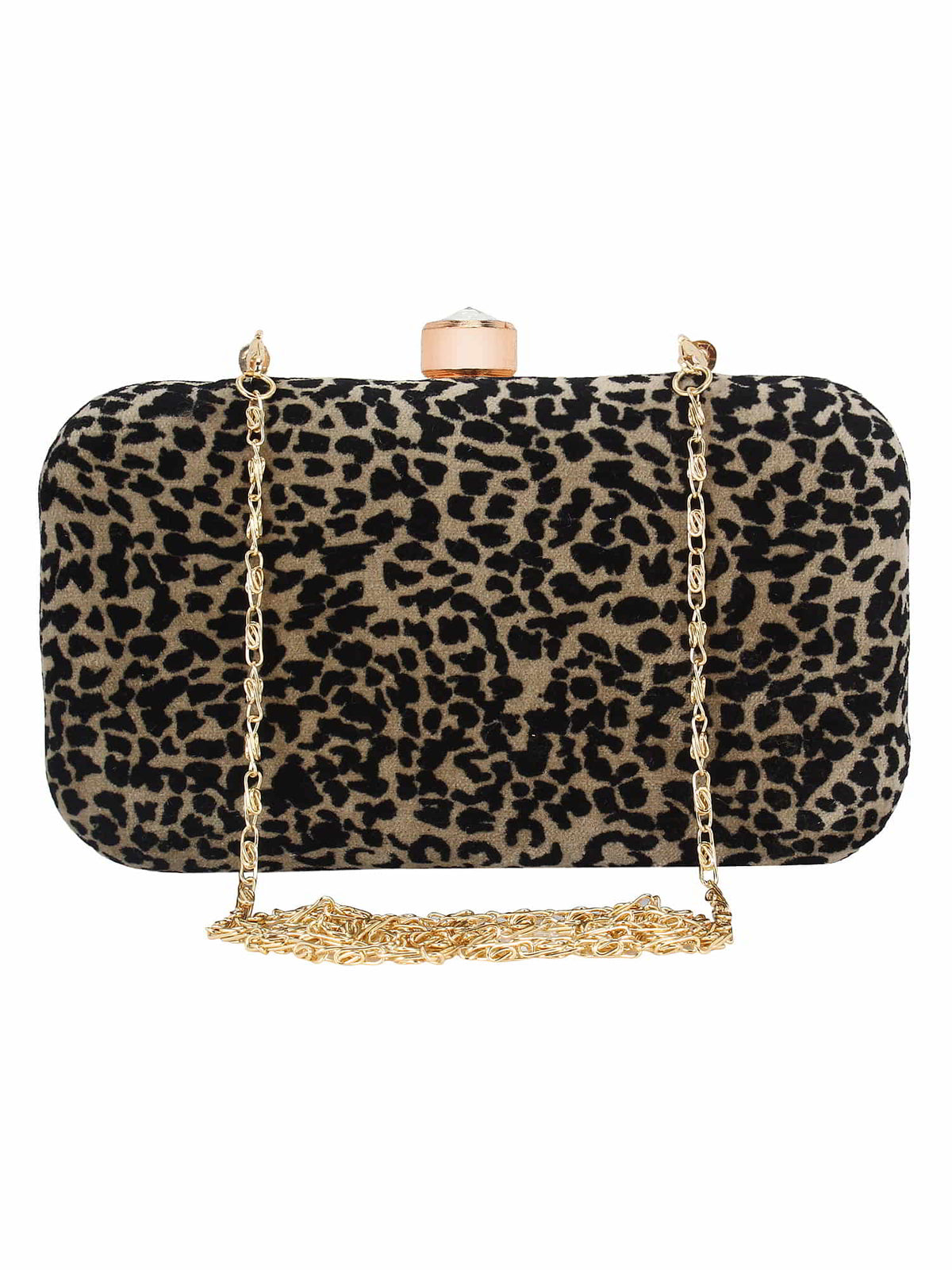 Feral Animal Print Velvet Fabric Clutch