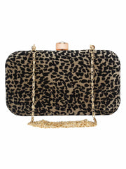 Feral Animal Print Velvet Fabric Clutch