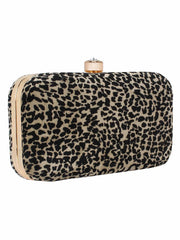 Feral Animal Print Velvet Fabric Clutch