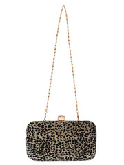 Feral Animal Print Velvet Fabric Clutch