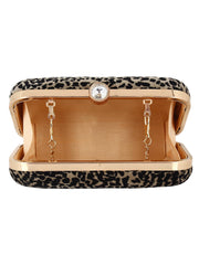 Feral Animal Print Velvet Fabric Clutch