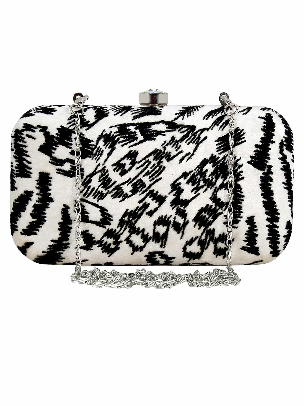 Feral Animal Print Velvet Fabric Clutch