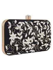 Adorn Embelished Faux Silk Fabric Clutch