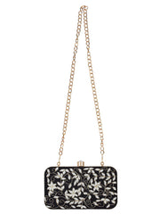 Adorn Embelished Faux Silk Fabric Clutch