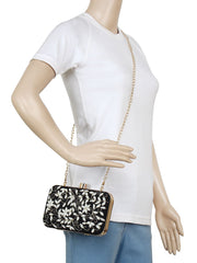 Adorn Embelished Faux Silk Fabric Clutch