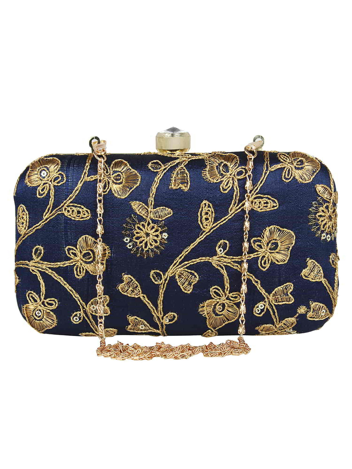 Tulle Embroidered Faux Silk Clutch