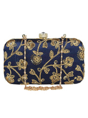 Tulle Embroidered Faux Silk Clutch