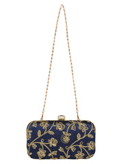 Tulle Embroidered Faux Silk Clutch