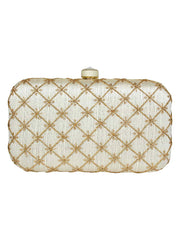 Tulle Embroidered & Embellished Faux Silk Clutch