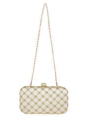 Tulle Embroidered & Embellished Faux Silk Clutch