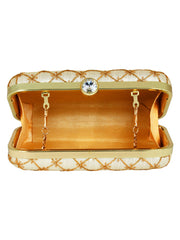 Tulle Embroidered & Embellished Faux Silk Clutch