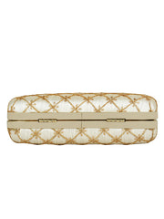 Tulle Embroidered & Embellished Faux Silk Clutch
