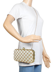 Tulle Embroidered & Embellished Faux Silk Clutch