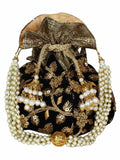 Lotus Embroidered Velvet Potli