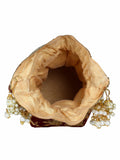 Lotus Embroidered Velvet Potli