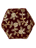 Lotus Embroidered Velvet Potli