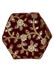 Lotus Embroidered Velvet Potli