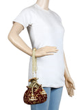 Lotus Embroidered Velvet Potli