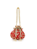 Lotus Embroidered Velvet Potli