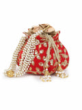 Lotus Embroidered Velvet Potli