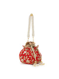 Lotus Embroidered Velvet Potli
