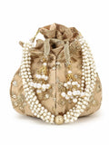 Lotus Embroidered Velvet Potli