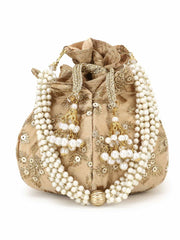 Lotus Embroidered Velvet Potli