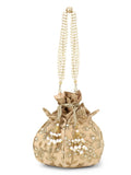 Lotus Embroidered Velvet Potli