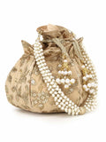 Lotus Embroidered Velvet Potli