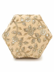 Lotus Embroidered Velvet Potli