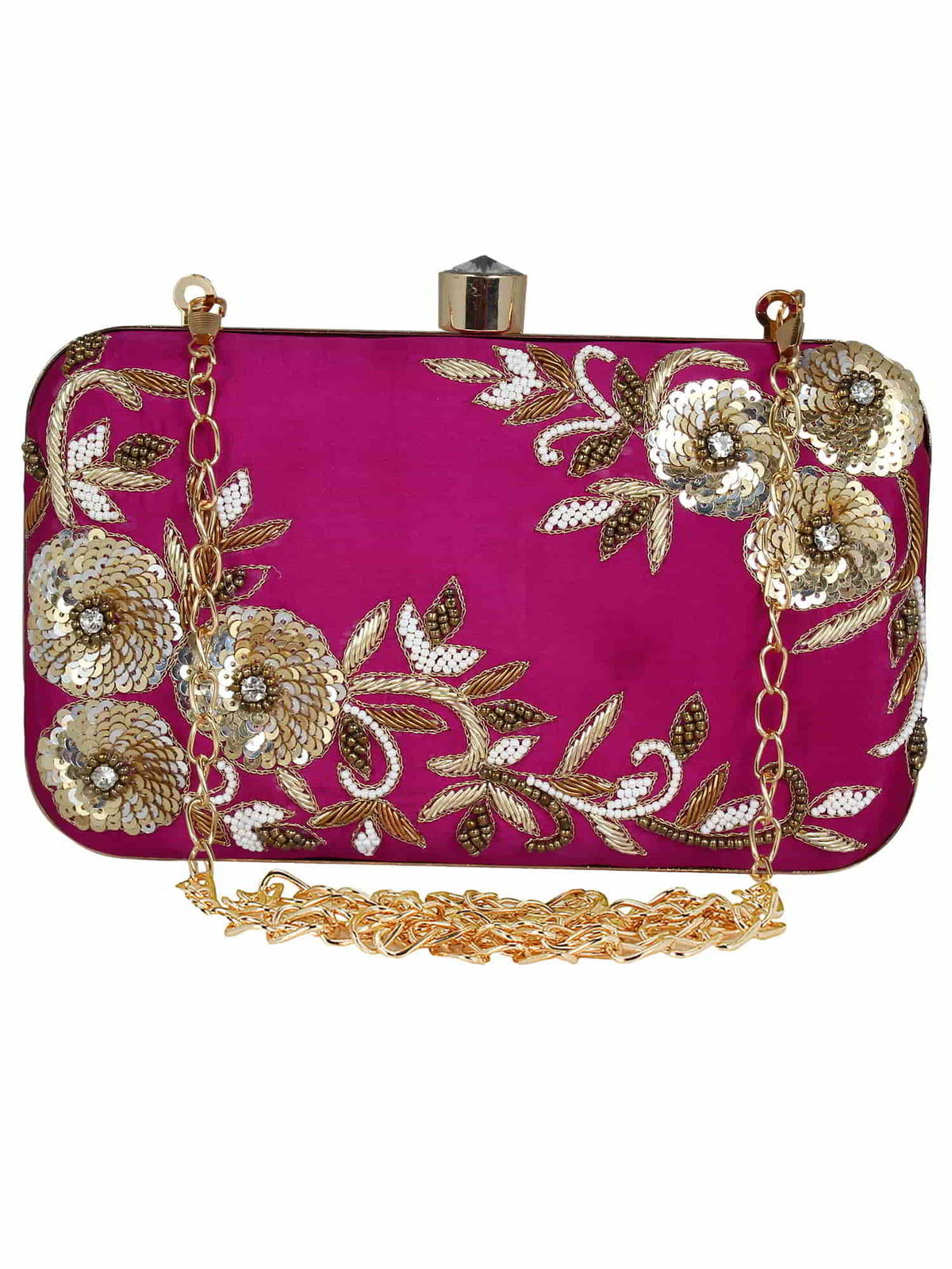 Adorn Embroidered Faux Silk Clutch