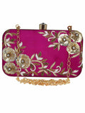 Adorn Embroidered Faux Silk Clutch