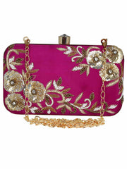 Adorn Embroidered Faux Silk Clutch