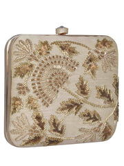 Vista Embellished Faux Silk Box Clutch