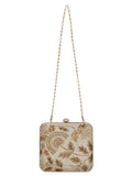 Vista Embellished Faux Silk Box Clutch