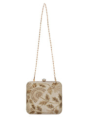 Vista Embellished Faux Silk Box Clutch
