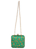 Vista Embroidered Faux Silk Box Clutch