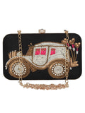 Spiffy Embroidered Faux Silk Box Clutch