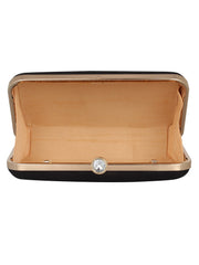 Spiffy Embroidered Faux Silk Box Clutch