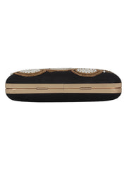 Spiffy Embroidered Faux Silk Box Clutch