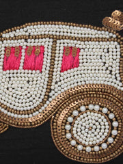 Spiffy Embroidered Faux Silk Box Clutch