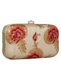 Tulle Embroidered Faux Silk Box Clutch